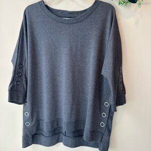 Gray Women's Top with Button Accents